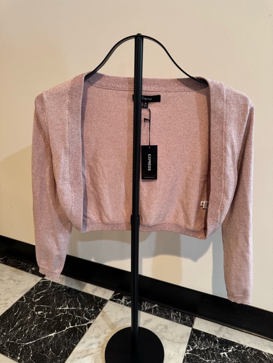 Express Sweaters - NWT Express Shimmer Pink Cropped Shrug Balletcore Wedding Guest Soft Girl